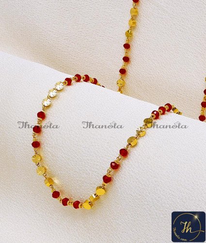 CHA1182 -LG - 30 Inch Unique Micro Gold Plated Red Crystal Beads Chain Designs