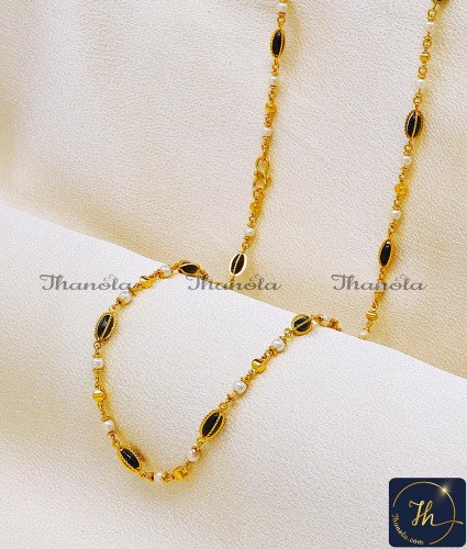 CHA1225-LG - 30 Inch Designer Daily Wear Black Beads Long Chain Models CHA1225-LG - 30 Inch Designer Daily Wear Black Beads Long Chain Models