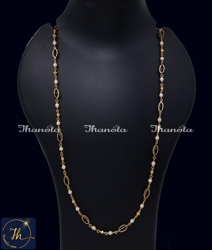 30 Inch Designer Daily Wear Black Beads Long Chain Models 1 Gram Gold Plated Daily Wear Black Beads Chains