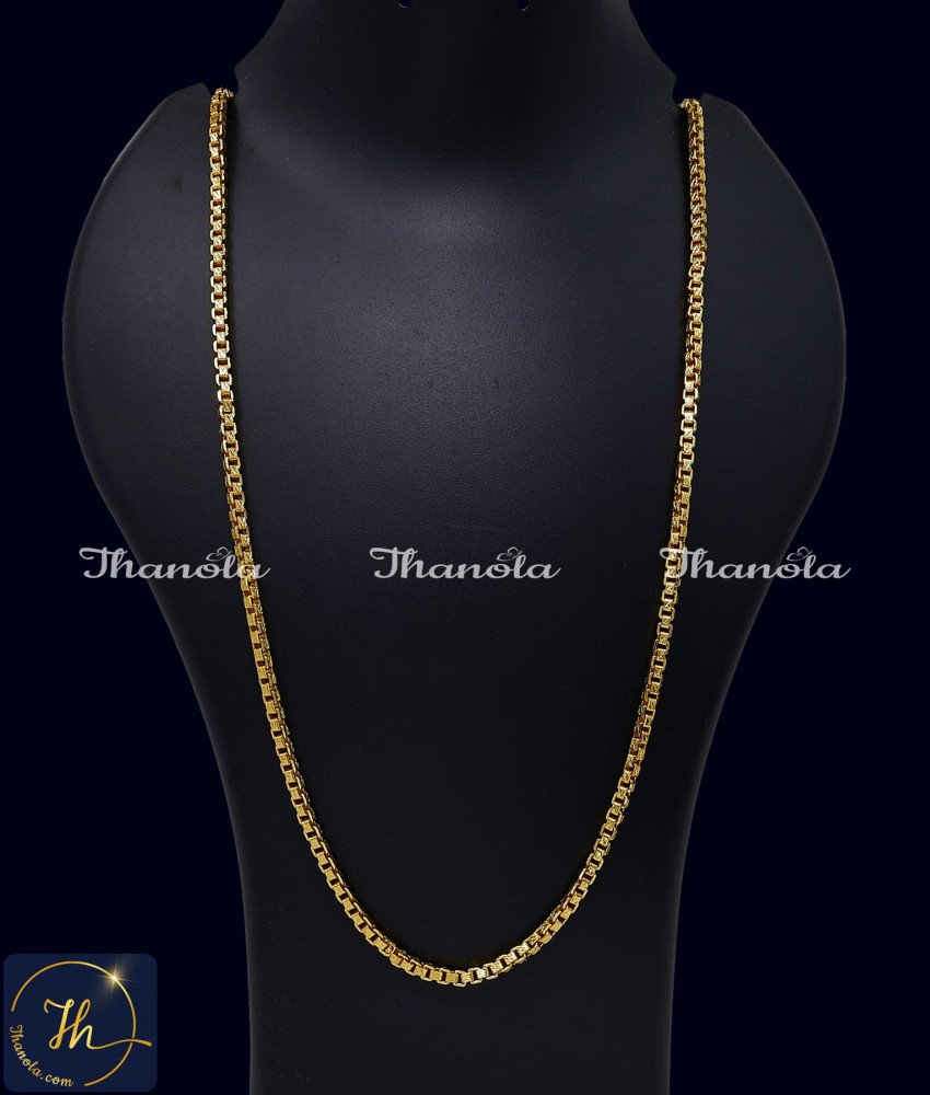 Gold Look Lightweight Daily Wear Long Box Chain Design Modern Simple Gold Chain Designs for Ladies