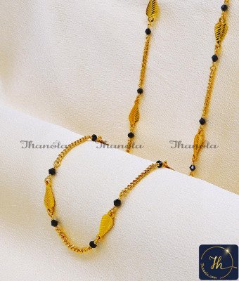 CHA1233-LG - 30 Inch Black Beads Daily Wear Traditional Chain Design for Women