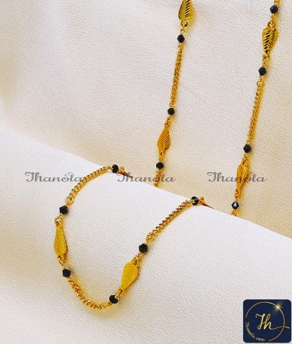CHA1233-LG - 30 Inch Black Beads Daily Wear Traditional Chain Design for Women CHA1233-LG - 30 Inch Black Beads Daily Wear Traditional Chain Design for Women