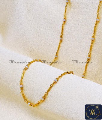 CHA1244-LG - 30 Inch Trendy Pearl Daily Wear Lightweight Chain Design for Women CHA1244-LG - 30 Inch Trendy Pearl Daily Wear Lightweight Chain Design for Women