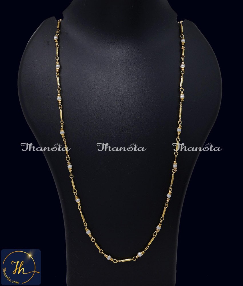 30 Inch Trendy Pearl Daily Wear Lightweight Chain Design for Women traditional pearl long chain designs in gold