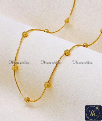 CHA1282 - Latest Light Weight Ball Design Gold Chain for Women