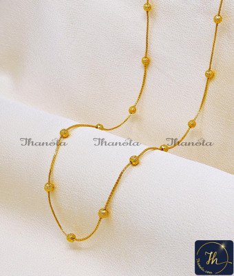 CHA1282 - Latest Light Weight Ball Design Gold Chain for Women CHA1282 - Latest Light Weight Ball Design Gold Chain for Women