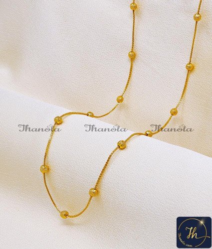 CHA1282 - Latest Light Weight Ball Design Gold Chain for Women