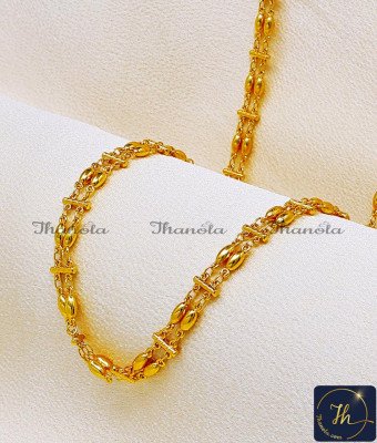 CHA1289-LG - 30 Inch Gold Plated Daily Use Double Layer Chain for Women