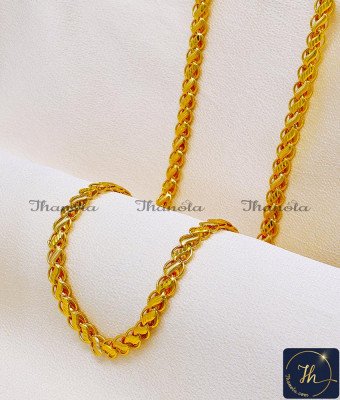 CHA1291-XLG - 36 Inch Trendy Daily Wear Gold Plated Long Lotus Chain Design