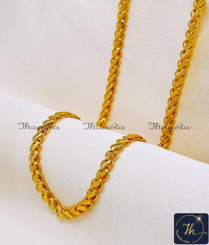 CHA1291-XLG - 36 Inch Trendy Daily Wear Gold Plated Long Lotus Chain Design