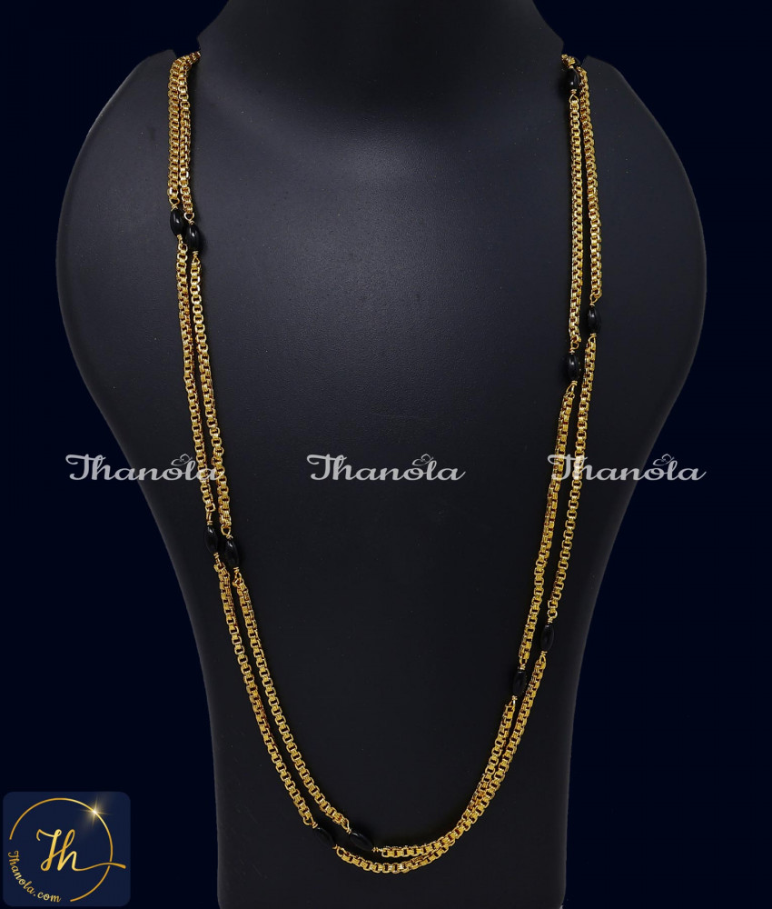 1 Gram Gold Black Beads Double Line Chain Designs Double layer Gold Chain designs with price