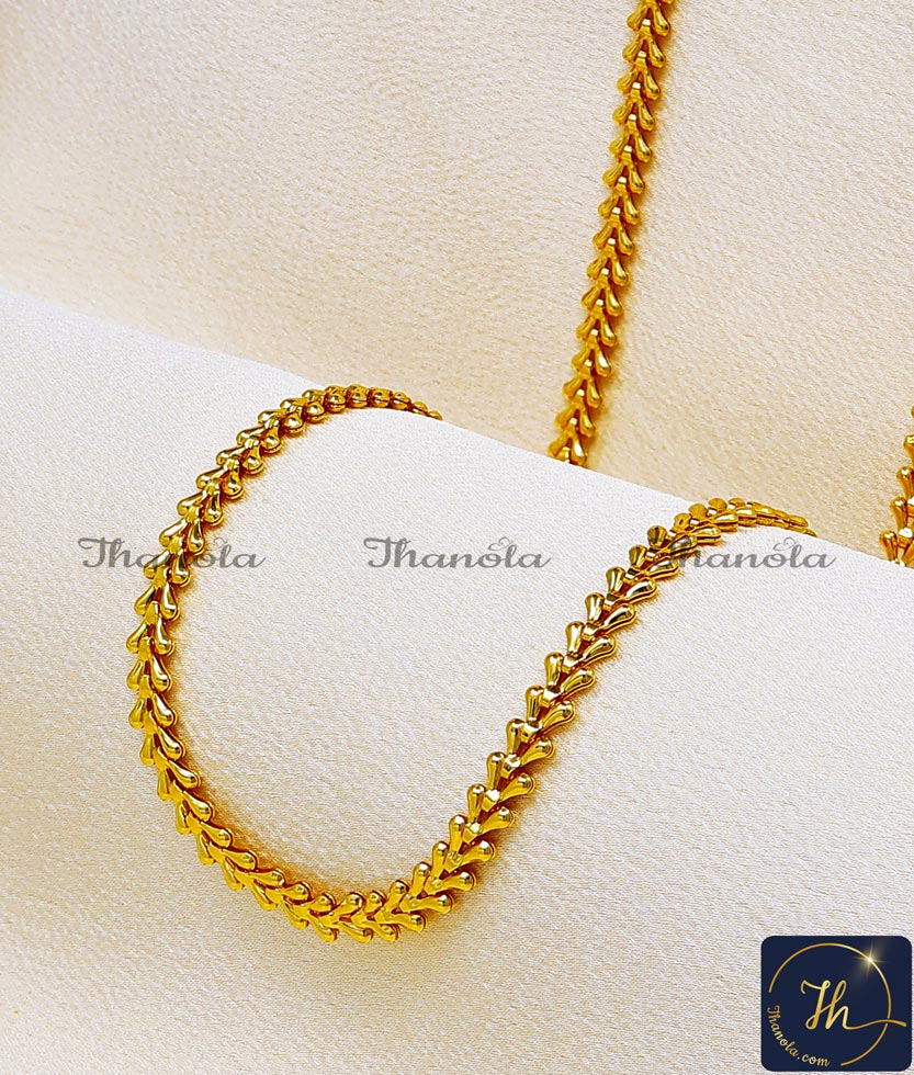 30 Inch New Leaf Design Daily Wear Gold Plated Chain for Women wholesale covering jewellery Tamilnadu