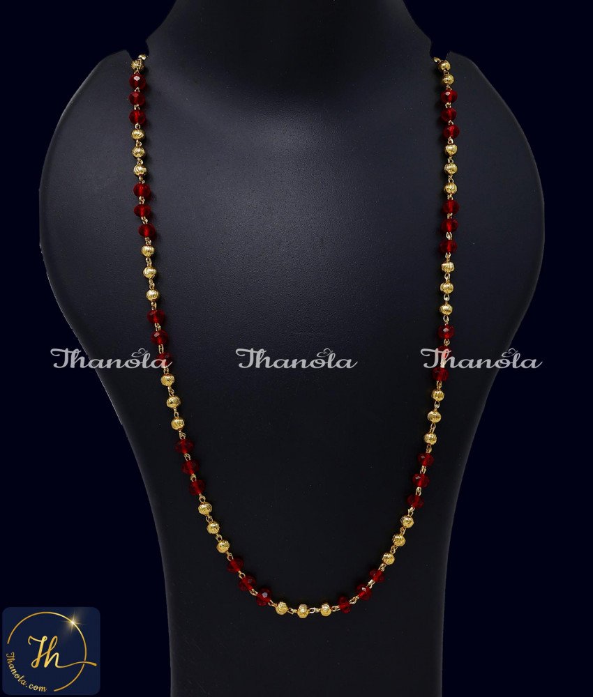 36 Inch Traditional Crystal Fancy Gold Chain Designs for Ladies simple crystal beads jewellery designs