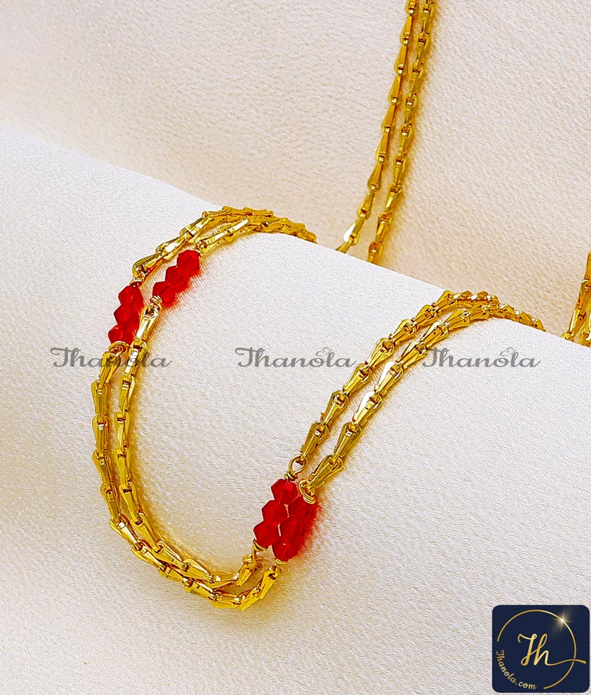 30 Inch New Double Line Crystal Gold Plated Chain for Women gold simple crystal beads jewellery designs