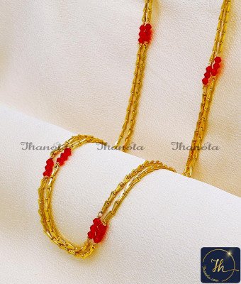 CHA1335-LG - 30 Inch New Double Line Crystal Gold Plated Chain for Women