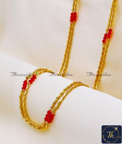 CHA1335-LG - 30 Inch New Double Line Crystal Gold Plated Chain for Women CHA1335-LG - 30 Inch New Double Line Crystal Gold Plated Chain for Women