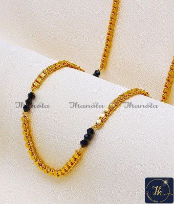 CHA1346-LG - 30 Inch Latest Heart Design Black Beads Chain Design for Women