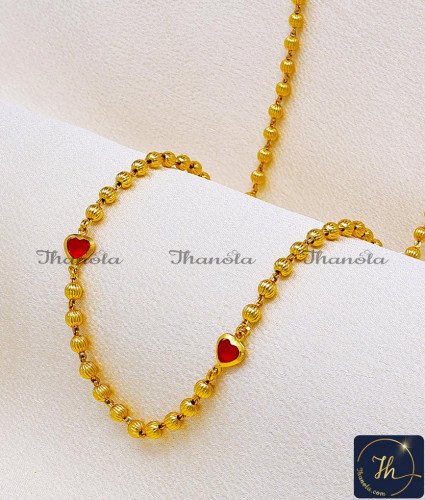 CHA1364 - Unique Red Stone Stylish Gold Chain Design for Girl