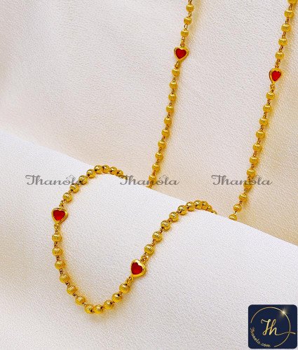 CHA1364 - Unique Red Stone Stylish Gold Chain Design for Girl CHA1364 - Unique Red Stone Stylish Gold Chain Design for Girl