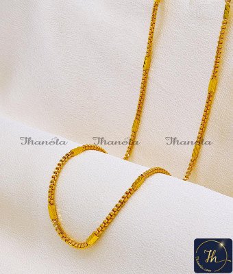 CHA1373-XLG - 36 Inch Trendy Box Chain Design Micro Gold Plated Jewellery