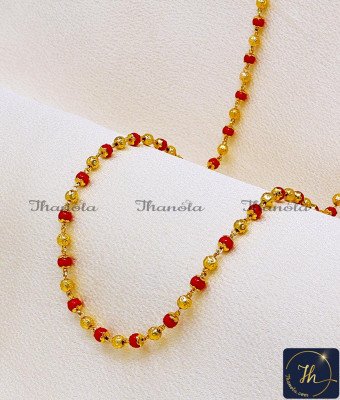 CHA1385 - Red Crystal Latest 1 Gram Gold Chain Designs for Ladies