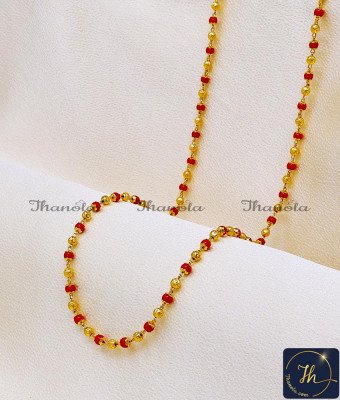 CHA1385 - Red Crystal Latest 1 Gram Gold Chain Designs for Ladies