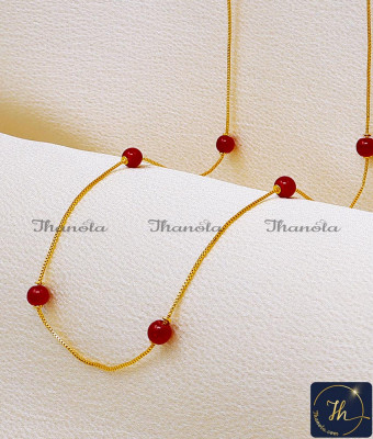 CHA1427 - Latest Red Beads Daily Wear Gold Chain Designs for Women