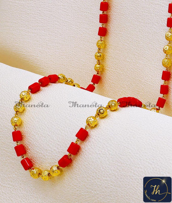 CHA1429 - Latest Micro Gold Plated Long Coral Beads Chain Design