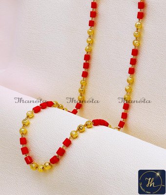 CHA1429 - Latest Micro Gold Plated Long Coral Beads Chain Design