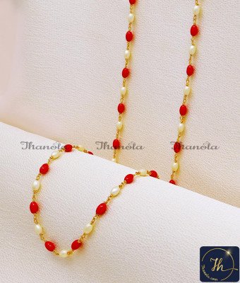 CHA1430 - Micro Gold Plated Muthu Pavalam Chain Design for Women