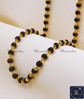 CHA1431 - Trendy Gold Plated Daily Wear Long Black Ruthratcham Chain