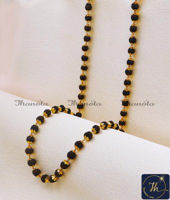 CHA1431 - Trendy Gold Plated Daily Wear Long Black Ruthratcham Chain