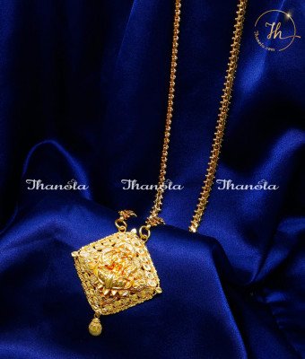 DCH1087 - 1 Gram Gold Lakshmi Pendant with Long Chain for Women