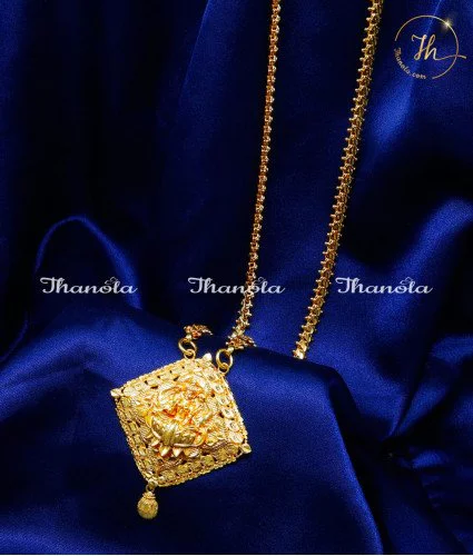 1 Gram Gold Lakshmi Pendant with Long Chain for Women Lakshmi Pendant Gold Chain