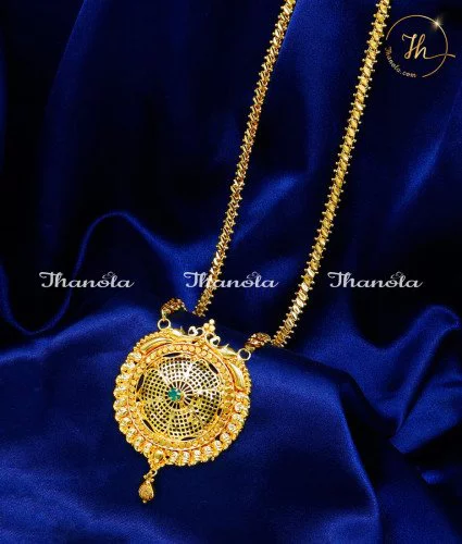 Gold Plated Single Stone Big Dollar Chain Designs dollar chain designs for female