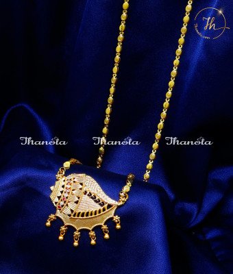 DCH1205 - 1 Gram Gold Ruby White Sangu Dollar Gold Design Chain