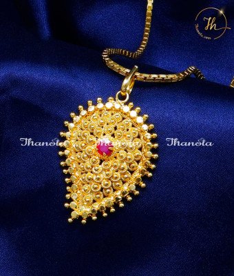 DCH1214 - Gold Design Ruby Stone Dollar with Daily Use Chain