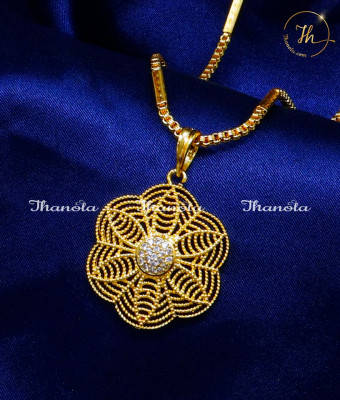 DCH1217 - Elegant White Stone Daily Use Long Chain with Dollar