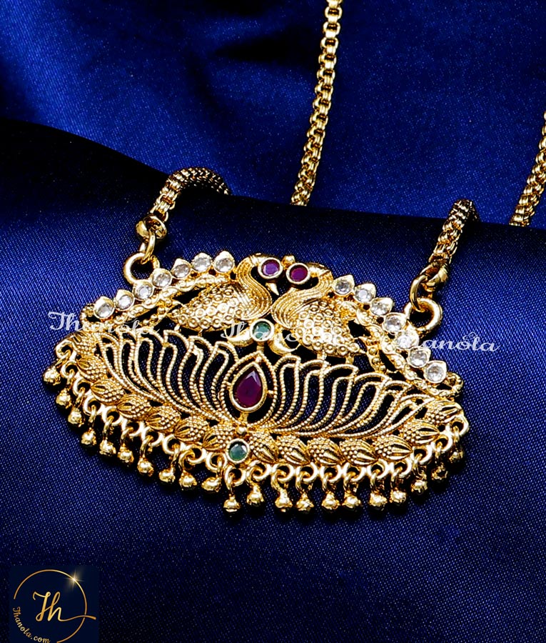 Latest Peacock Design Gold Dollar Chain for Ladies peacock design pendant