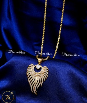 DCH1265 - Unique White Stone Peacock Feather Pendant with Chain