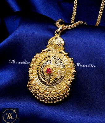 DCH1270 - 1 Gram Gold Single Stone Big Dollar Chain for Women