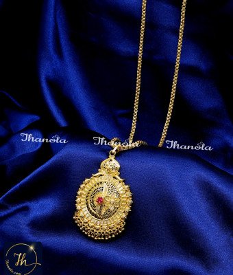 DCH1270 - 1 Gram Gold Single Stone Big Dollar Chain for Women