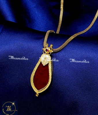 DCH1286 - Kerala Jewelry Big Red Nagapadam Pendant with Chain