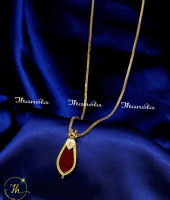 DCH1286 - Kerala Jewelry Big Red Nagapadam Pendant with Chain DCH1286 - Kerala Jewelry Big Red Nagapadam Pendant with Chain