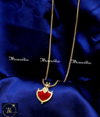 DCH1288 - Traditional Kerala Single Red Palakka Pendant Chain DCH1288 - Traditional Kerala Single Red Palakka Pendant Chain