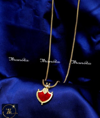DCH1288 - Traditional Kerala Single Red Palakka Pendant Chain