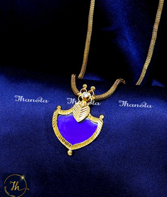 DCH1289 - Trendy Square Chain with Single Palakka Pendant Gold