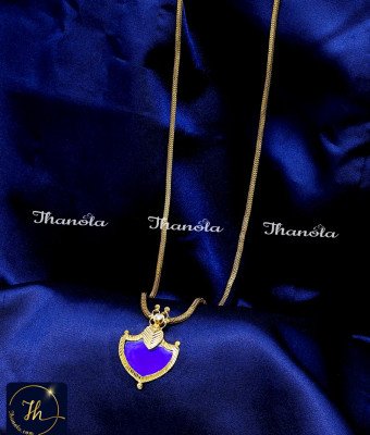 DCH1289 - Trendy Square Chain with Single Palakka Pendant Gold DCH1289 - Trendy Square Chain with Single Palakka Pendant Gold