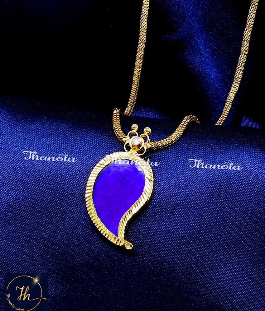 Gold Design Single Big Palakka Mango Pendant Chain gold palakka locket designs