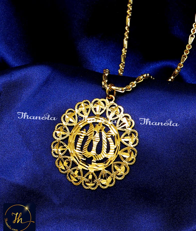 1 Gram Daily Use Long Chain with Allah Pendant Gold allah pendant design